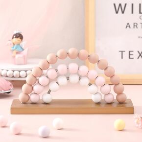 Cute Pink Rainbow Girls Room Decoration 8.66 x 5 Inch Boho Standability Pastel Kids Nursery Playroom Kids Bedroom Decor Bookshelf Wooden Rainbow Decor (Boho)