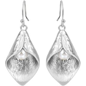 Unique Pearl Calla Lily Flower Necklace Charm Gold Silver Tone Pendant Jewelry Bridesmaid Gift