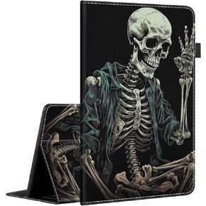 Case for All-New Amazon Kindle Fire 7 (2022 Release-12th Generation), Multi-Angle Smart Stand Cover Auto Sleep/Wake for Fire HD 7 Table，Funny Skull Skeleton