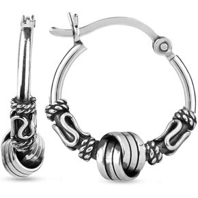 LeCalla Real 925 Sterling Silver Love Knot Earrings Italian Design Antique Balinese Love-Knot Hoops Earring for Women