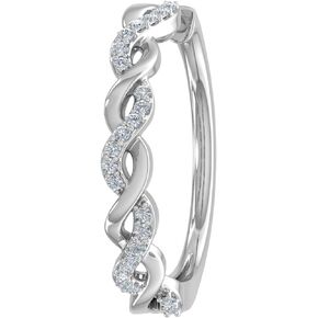 10K Gold Diamond Twisted Hoop Earring (I1-I2 Clarity, 1/10 Carat) (Single Piece)