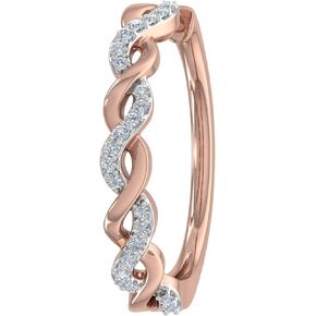 10K Gold Diamond Twisted Hoop Earring (I1-I2 Clarity, 1/10 Carat) (Single Piece)