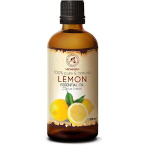 Lemon Essential Oil 3.4 Fl Oz - Undiluted Citrus Limon - Italy - 100% Pure & Natural - Home Fragrances - Aromatherapy - for Care Face - Body - Skin - Hair - Massage - Great w/Essential Oil
