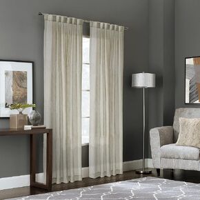 Leah Faux Linen Back Tab Curtain Panel 52" x 84" in Linen