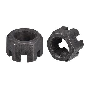 Hexagon Slotted Nuts, M22 x 2.5mm GB58 Carbon Steel Hex Castle Nuts Black - Pack of 5