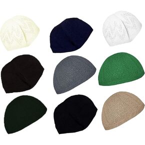 Wholesale Kufi Lot of 6 Pcs Colors Muslim Koofi Kofi Topi Cotton Turkish Skull Cap Islamic Muslim Islam Prayer Takke Multi Colors One Size