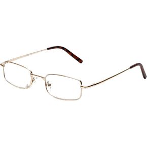 Calabria R753 Designer Rectangle Metal Reading Glasses +0.50 Gold Men Women One Power Reader Trendy Stylish Vintage Eyeglass