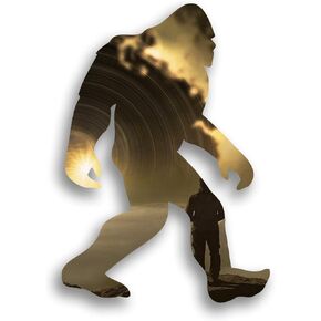 Bigfoot Sasquatch Laminated Vinyl Decal Sticker | 5.5-Inch by 4-Inch | Custom Sun & Clouds Overlay Sticker Series | Sasquatch Hunter Window Accesories | PD3190