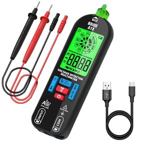 BSIDE Digital Multimeter Tester Rechargeable Electrical Voltmeter, Smart Mode with Red & Green Backlight, Measures Capacitance Diode Ohm Continuity V-Alert DC AC Voltage with Carrying Case