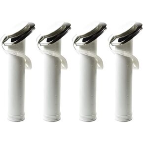 MARINE CITY White Nylon Flush Mount Rod Holder UV Stabilized 30 Degree with Cap Cover and 316 Stainless Steel Gasket (Pack of 4)