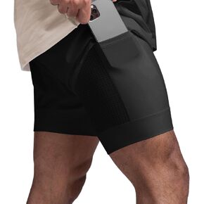 Mens 2 in 1 Running Shorts Quick Dry Athletic Short with Liner, Workout Gym Swim Trunks Training Summer Shorts