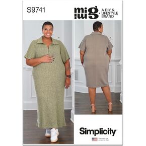 Simplicity Misses' Collared Knit Dress Sewing Pattern Packet by Mimi G Style, Code S9740, Sizes 4-6-8-10-12, Multicolor