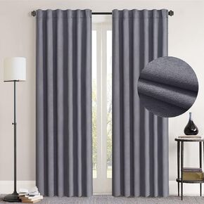 WPM Teal Drapes Faux Linen Blackout Curtains Thermal Insulated Panels for Bedroom/Living Room 84 Inches Long Energy Saving Home Window Treatment-Back Tab/Rod Pocket Style Set of 2 (Teal, 84 Inch)
