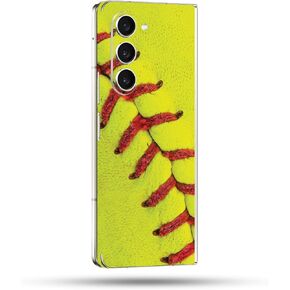 MightySkins Skin Compatible with Samsung Galaxy Z Fold 5 Full Wrap - Softball Closeup | Protective, Durable, and Unique Vinyl Decal wrap Cover | Easy to Apply & Change Styles | Made in The USA