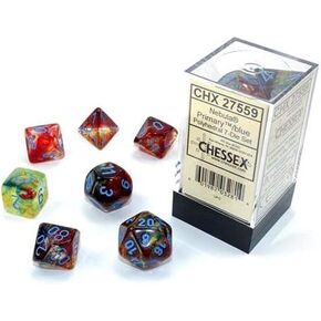 Chessex Polyhedral Dice Set: Nebula Luminary - Primary w/Blue (7)