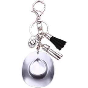 Fuqimanman2020 Colorful Western Cowboy Hat Keychain with Tassel for Women Girls Cute Cowgirl Disco Cowboy Hat Jewelry