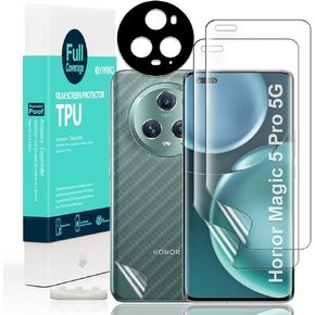 Ibywind Screen Protector for Honor Magic 5 Pro 5G(6.81") 2 Pack+1 Pack Camera Len Protector+1 Back Film,Flexible TPU Film,HD Clear,Case Friendly,Bubble Free,Easy Install,Fingerprint Compatible