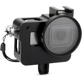 حافظة واقية صلبة بهيكل عظمي من سبائك الألومنيوم مع فلتر للأشعة فوق البنفسجية مقاس 52 مم لكاميرا Gopro Hero 6 5 - وضع زاوية واسعة لا يحتوي على تظليل -HolaFoto in Kuwait