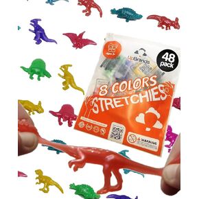 UpBrands 96 Stretchy Dinosaurs Toys 2 1/2 Inches Bulk Set, 8 Glitter Colors, Kit for Birthday Party Favors for Kids, Goodie Bags, Easter Egg Basket Stuffers, Pinata Filler, Students Rewards