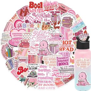 110PCS Pink Bookish Stickers for Kids Teens Girls, Inspirational Reading Stickers,Book Stickers for Kindle Water Bottles Laptops Scrapbooks,Kawaii Reward Stickers for Kids Classroom, Book Loves Gifts