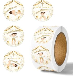 500Pcs Mi Bautizo Decor-Mi Bautizo Stickers Roll Thank You Label Stickers for Boy God Bless,Baptism Party Decoration Christening Supplies Gift Bags Box Envelope Seal Sticker