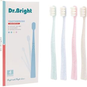 10000 Bristles Manual Toothbrush, Extra Soft Toothbrushes for Adults, for Sensitive Teeth and Receding Gums, Tooth Brush, Individual Packaging, 4 Pack