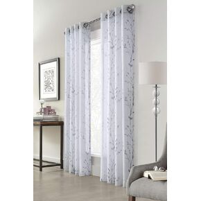 Petra Faux Linen Grommet Semi-Sheer Curtain Panel 52" x 95" in White
