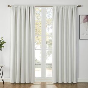 SUN+BLK Bradley Total Blackout Curtain Textured Thermal Insulated 1 Panel with Rod Pocket, Grey, 52x84, Wide Width
