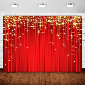 Red and Gold Backdrop Sparkle Red Carpet Curtain Christmas Photography Background for Red Golden Glitter Xmas Party Decorations Hollywood Indian Wedding Bday Banner Photo Booth Shoot Backdrops 10x7ft