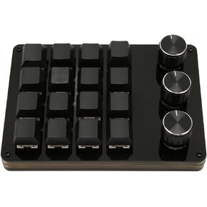 VBESTLIFE One Handed Macro Programmable Keyboard, 16 Keys 3 Knobs Blue Switch Mechanical Gaming Keyboard, OSU Gaming Keyboard, Custom Shortcut, Detachable Cable, for Gaming Office