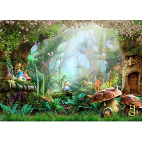 7x5ft Alice in Wonderland Backdrop, Fairy Tale Photo Backdrop, Forest Photography Background for Boy Girl Birthday Party Banner Newborn Baby Shower Decoration Photo Booth Prop, Vinyl