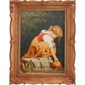 PHAREGE Vintage 5x7 Picture Frame, Ornate Gold 4x6 Picture Frame with Mat or 5x7 Photo Frame without Mat, Antique Decor for Tabletop or Wall Display, 1 Pack