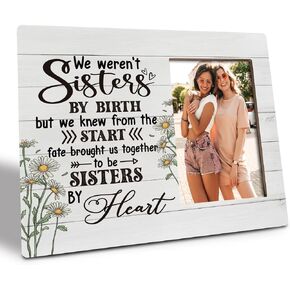 Best Friend Frame, Picture Framed Gift Wood Plaque Sign, Wood Photo Frame Decor Art, Birthday Gift for BFF Friend Bestie Female, Friendship Photo Frame Gift, We Weren't Sisters By Birth
