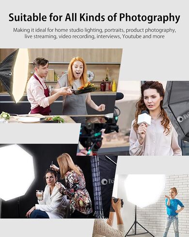 مجموعة إضاءة Softbox، 2X 150W E27 لمبات 3000-6500K، 27.5 بوصة احترافية للتصوير الفوتوغرافي المثمن صناديق إضاءة الاستوديو المستمرة للصور الفوتوغرافية العصرية والفيديو على YouTube البث المباشر in Saudi Arabia