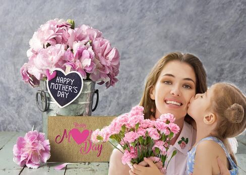 CYLYH 8x6ft Happy Mother's Day Backdrops Pink Carnation Background Wood Floor Backgrounds Gray Abstract Background Mother's Party Bridal Shower Party Decor D524 in Saudi Arabia
