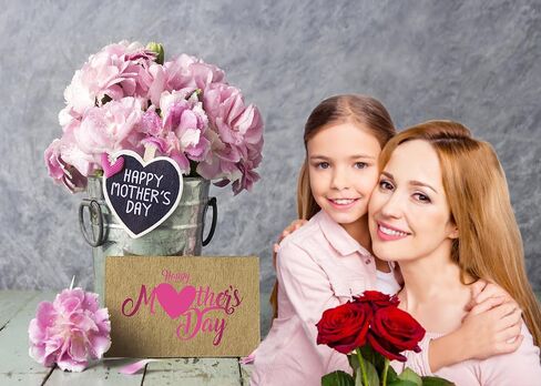 CYLYH 8x6ft Happy Mother's Day Backdrops Pink Carnation Background Wood Floor Backgrounds Gray Abstract Background Mother's Party Bridal Shower Party Decor D524 in Saudi Arabia