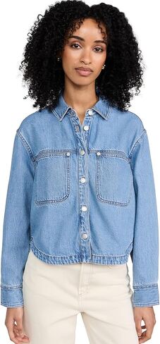 Madewell Women's Denim Long Sleeve Crop Shirt in Dayview Wash in Saudi Arabia