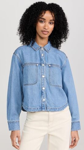 Madewell Women's Denim Long Sleeve Crop Shirt in Dayview Wash in Saudi Arabia