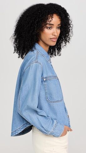 Madewell Women's Denim Long Sleeve Crop Shirt in Dayview Wash in Saudi Arabia