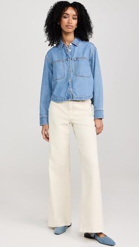 Madewell Women's Denim Long Sleeve Crop Shirt in Dayview Wash in Saudi Arabia