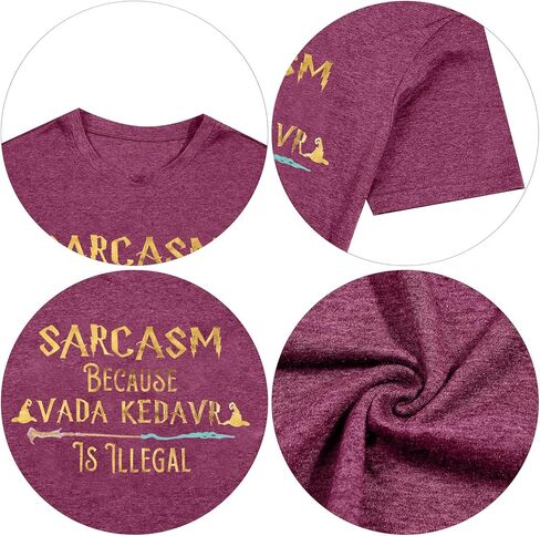 FASHGL ماجيك تي شيرت المرأة مضحك السخرية رسالة الرسم تي شيرت عادية عطلة المدرسة السحرية قصيرة الأكمام بلايز in Kuwait