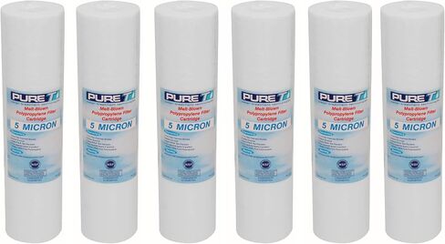 PureT GCB0987005 9.75x2.5" Water Sediment Depth Filter - NSF Certified - Spun Poly Filter Removes Sediment and Other Organic Debris (5 u Micron Rated) (6 Pack) in Saudi Arabia