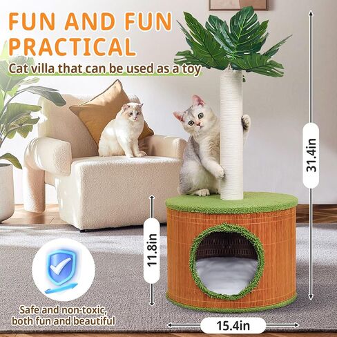 عمود خدش للقطط مقاس 81.28 سم مع شقة للقطط الداخلية للبالغين، عمود خدش طويل للقطط الكبيرة، شجرة عمود خدش القطط in Kuwait