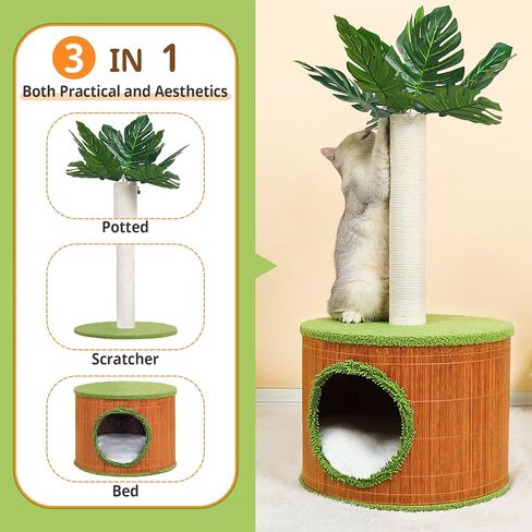عمود خدش للقطط مقاس 81.28 سم مع شقة للقطط الداخلية للبالغين، عمود خدش طويل للقطط الكبيرة، شجرة عمود خدش القطط in Kuwait