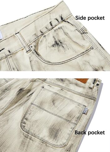 Women's Dirty Fit Straight Leg Jeans, Unique Retro Printed Denim Pants Loose Fit Zipper Closure Streetwear Boyfriend Jeans in Kuwait