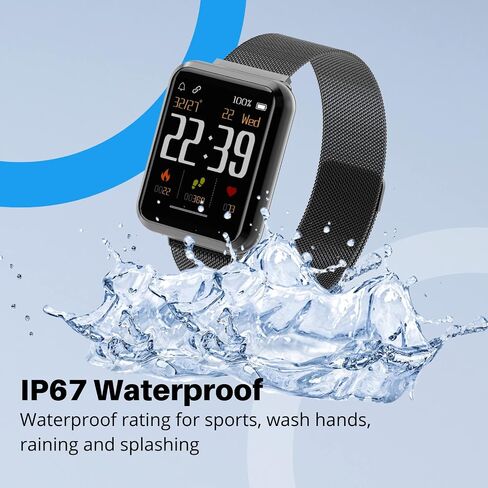 Beantech S3 Smart Watch, Fitness Watch for Men, Fitness Tracker & Heart Rate Monitor, IP68 Waterproof Smartwatch, Compatible Android & iOS Smartphone, Touch Screen Watch Bundle with 3 Extra Straps in Saudi Arabia