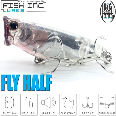 Fish Inc Fly Half 80mm Floating Popper Hardbait for Saltwater and Freshwater in Saudi Arabia