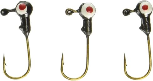 Arkie Lures K-132-11-100 رؤوس رقص مطلية بالعين المزدوجة - 1/32 أونصة - #11 أسود - 100 عبوة in Kuwait