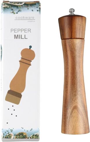 8.5 Inch Acacia Wooden Salt and Pepper Grinder with Adjustable Ceramic Grinding Mechanism - Refillable Salt and Pepper Mills in Kuwait