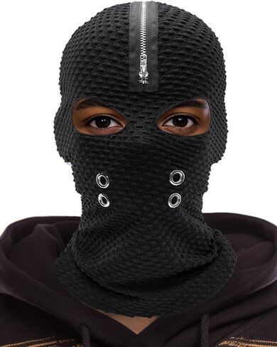Distressed Balaclava 2 Hole Shiesty Mask Full Face Knitted Balaclava for Men Women-Punk Rock Accessories Fuzzy Ski Mask in Saudi Arabia